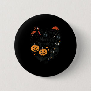 Merry Soky Halloween Christmas Cute Cats Pumpkins Button