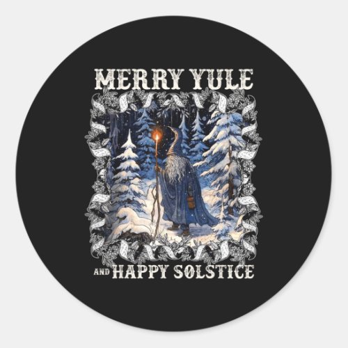 Merry Solstice Happy Yule Christmas Bird Nordic Xm Classic Round Sticker