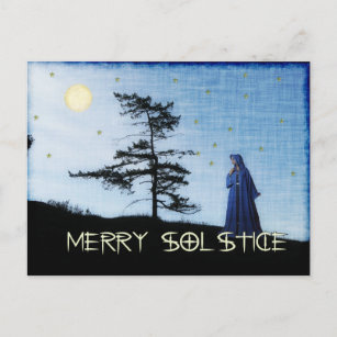 Merry Solstice Night Holiday Postcard