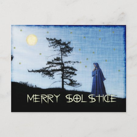 Merry Solstice Night Holiday Postcard