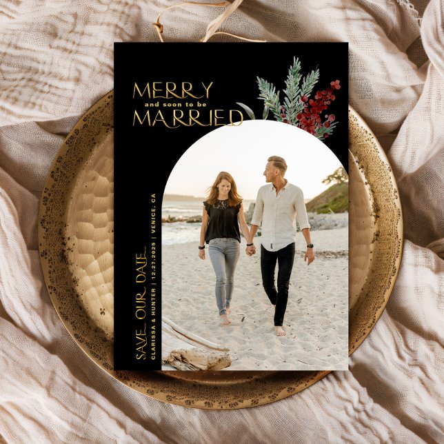 Merry Soon To Be Married Christmas Photo Save The Date (Creator Uploaded)
