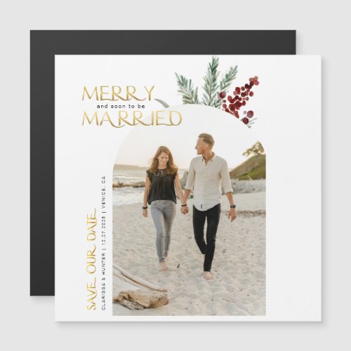 Merry Soon To Be Married Christmas Save The Date M Magnetic Invitation