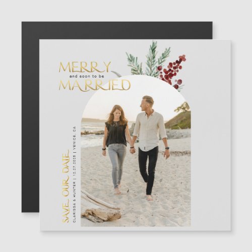 Merry Soon To Be Married Christmas Save The Date Magnetic Invitation