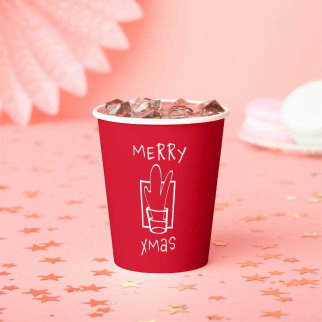 Merry Sparkling Xmas Shots Paper Cups (Insitu)