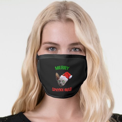 Merry Sphynx_Mas Funny Christmas Sphynx Cat Lover Face Mask