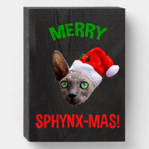 Merry Sphynx-Mas Funny Christmas Sphynx Cat Lover Wooden Box Sign