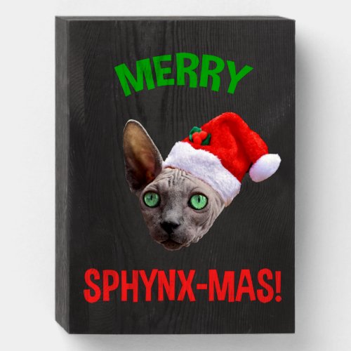 Merry Sphynx_Mas Funny Christmas Sphynx Cat Lover Wooden Box Sign
