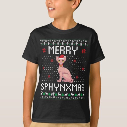 Merry Sphynxmas Sphynx Cat Lover Christmas Ugly Sw T_Shirt