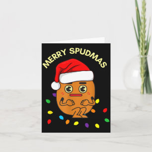Merry Spudmas Funny Tato Santa Holiday Lights Chri Card