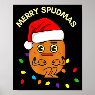 Merry Spudmas Funny Tato Santa Holiday Lights Chri Poster