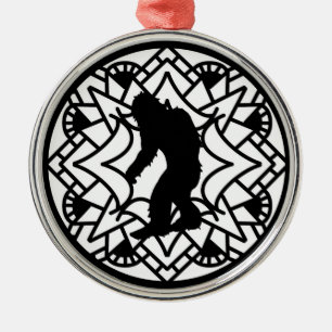 Merry Squatch-mas Bigfoot Christmas Metal Ornament