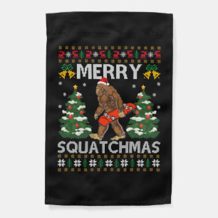 Merry Squatchmas Bigfoot Ugly Santa Bigfoot Garden Flag