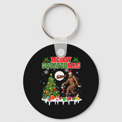 Merry Squatchmas Christmas Tree Santa Bigfoot Sasq Keychain