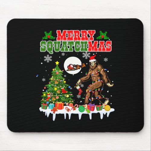 Merry Squatchmas Christmas Tree Santa Bigfoot Sasq Mouse Pad