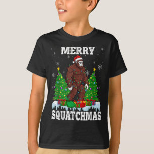 Merry Squatchmas Christmas Tree Santa Bigfoot Sasq T-Shirt