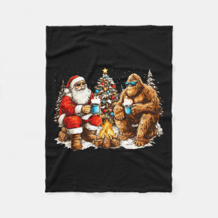 Merry Squatchmas Santa Bigfoot Campfire Mens Boys Fleece Blanket