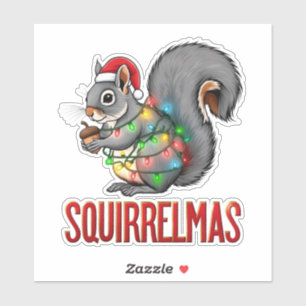 Merry Squirrelmas Funny Christmas Squirrel Holiday Sticker