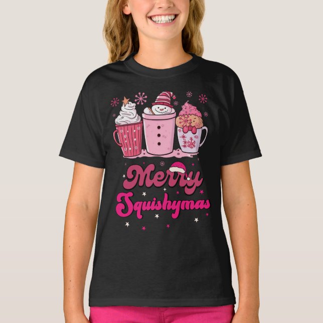 Merry Squishymas Pink Milkshakes T-Shirt (Front)