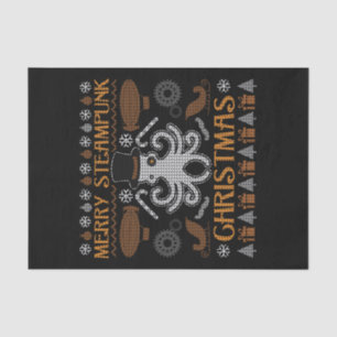 Merry Steampunk Christmas Octopus Top Hat Gears Tissue Paper