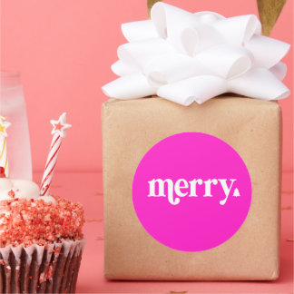 Merry sticker for Christmas cards, gift tag