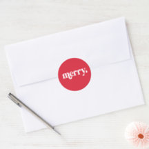 Merry sticker for Christmas cards, gift tag