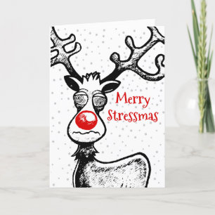 Merry Stressmas Rudolph Christmas Photo Card