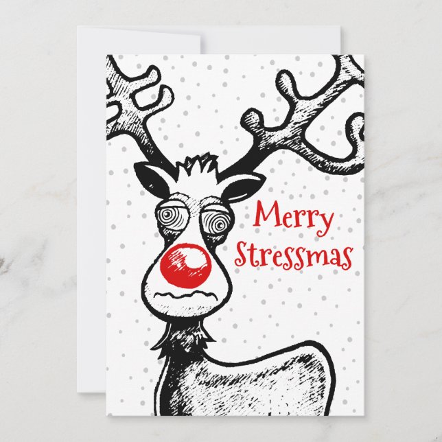 Merry Stressmas with Rudolph Christmas Card (Front)
