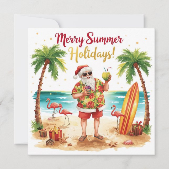 Merry Summer Holiday Santa at the beach  (Front)
