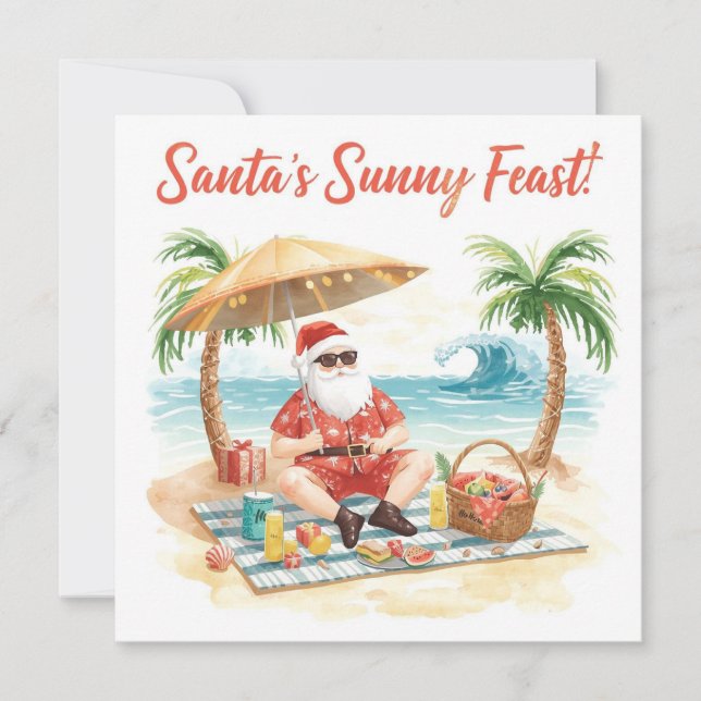 Merry Summer Holiday Santa at the beach  (Front)