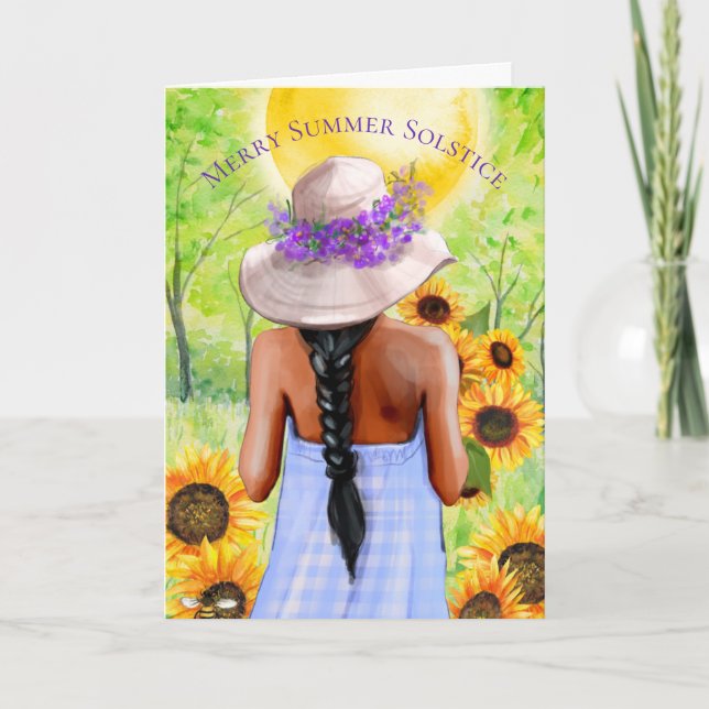 Merry Summer Solstice Litha Wiccan Sabbat Holiday Card (Front)