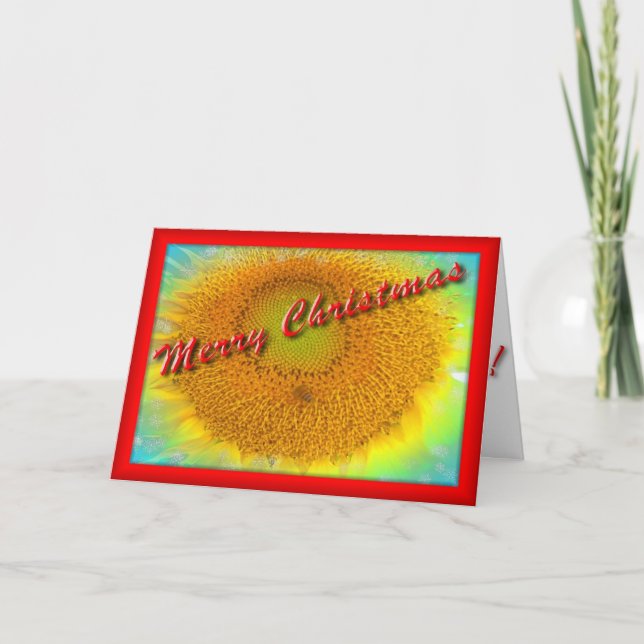 Merry Sunflower Christmas Card (Front)