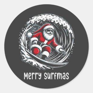 Merry Surfmas Classic Round Sticker