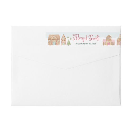 Merry  Sweet Fun Watercolor Gingerbread Town Wrap Around Label
