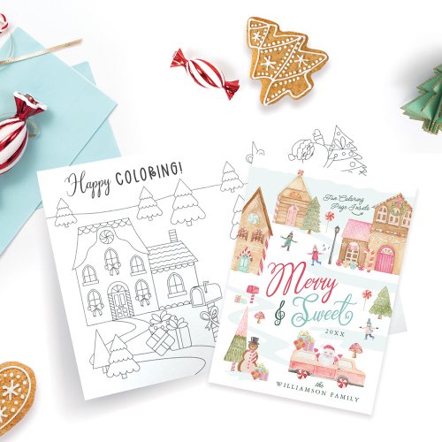 Merry  Sweet Gingerbread Town Fun Coloring Photo Holiday Card