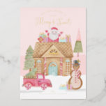 Merry & Sweet Watercolor Gingerbread Candy Village Foil Holiday Card<br><div class="desc">Wish your family and friends a Merry & Sweet Christmas with our fun and festive holiday gingerbread gold foil Holiday card. Our design features our own hand-painted watercolor fun gingerbread scenery and landscape. Every little detail is captured in this quaint little neighborhood scene. Features a fun gingerbread home decked out...</div>