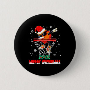 Merry Swishmas Basketball Funny Dabbing Basketball Button