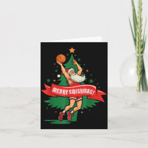 Merry Swishmas Basketball Santa Christmas Pajamas Card