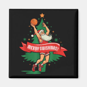 Merry Swishmas Basketball Santa Christmas Pajamas Magnet