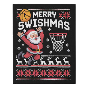 Merry Swishmas Basketball Ugly Christmas Xmas  Faux Canvas Print