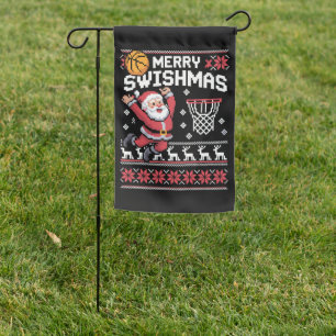 Merry Swishmas Basketball Ugly Christmas Xmas  Garden Flag
