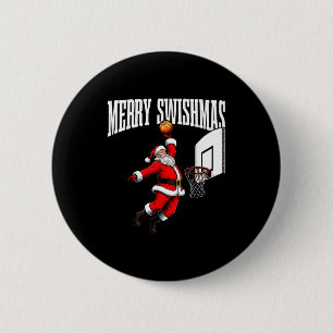 Merry Swishmas Basketball Ugly Christmas Xmas Men Button