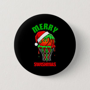 Merry Swishmas Basketball Ugly Christmas Xmas Men  Button