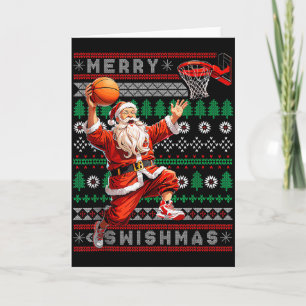 Merry Swishmas Basketball Ugly Christmas Xmas Men Card