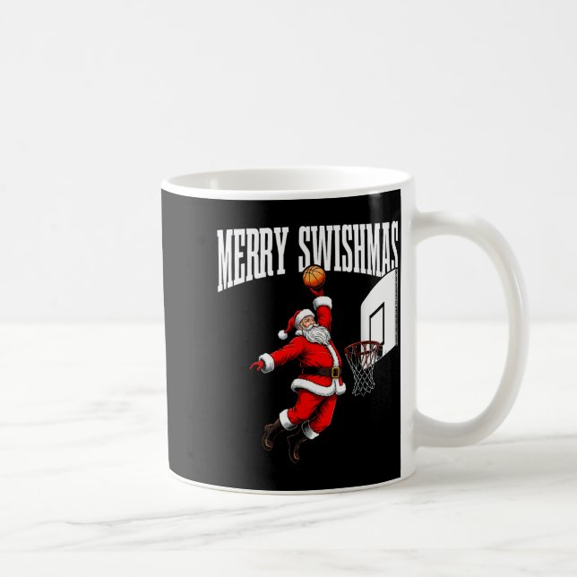 Merry Swishmas Basketball Ugly Christmas Xmas Men  Coffee Mug (Right)