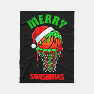Merry Swishmas Basketball Ugly Christmas Xmas Men Fleece Blanket