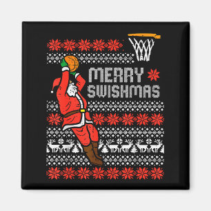 Merry Swishmas Basketball Ugly Christmas Xmas Men Magnet