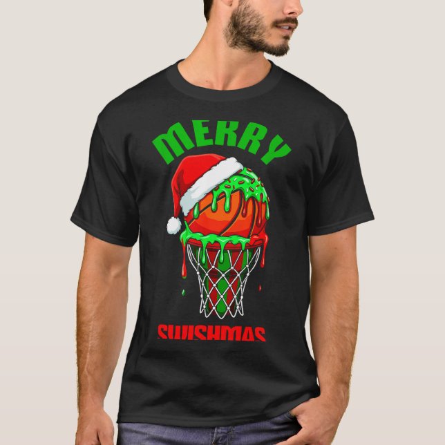Merry Swishmas Basketball Ugly Christmas Xmas Men  T-Shirt (Front)