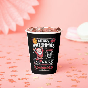 Merry Swishmas Basketball Ugly Christmas Xmas Paper Cups