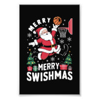 Merry Swishmas Christmas Santa Playing Basketball
