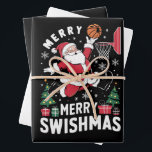 Merry Swishmas Christmas Santa Playing Basketball  Wrapping Paper Sheets<br><div class="desc">Merry Swishmas Christmas Santa Playing Basketball</div>